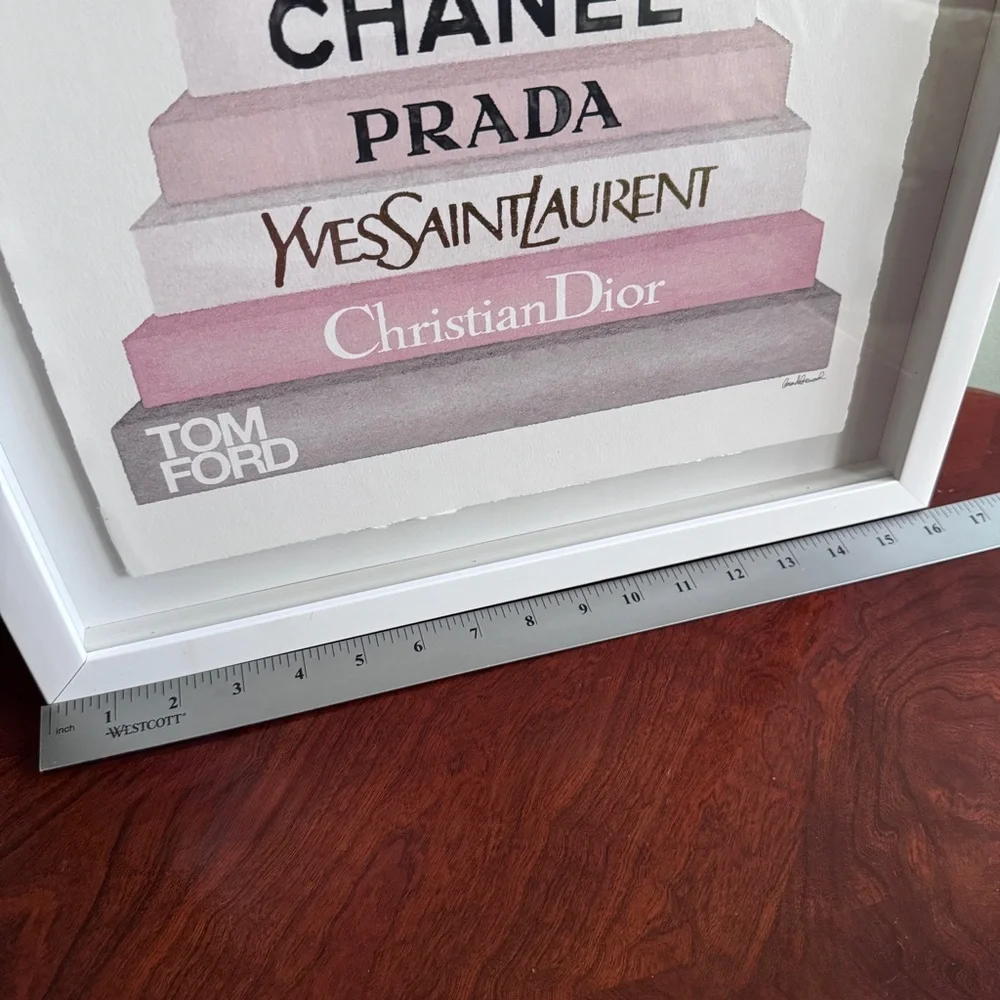 Home Wall Decor with French Bulldog Puppy on Designer Books Stack